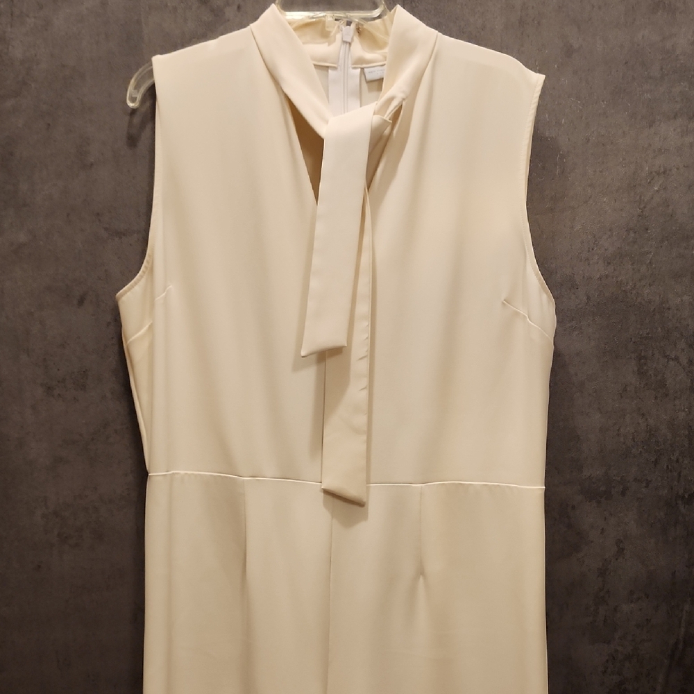New York & Company Cream Zip-Up Blouse